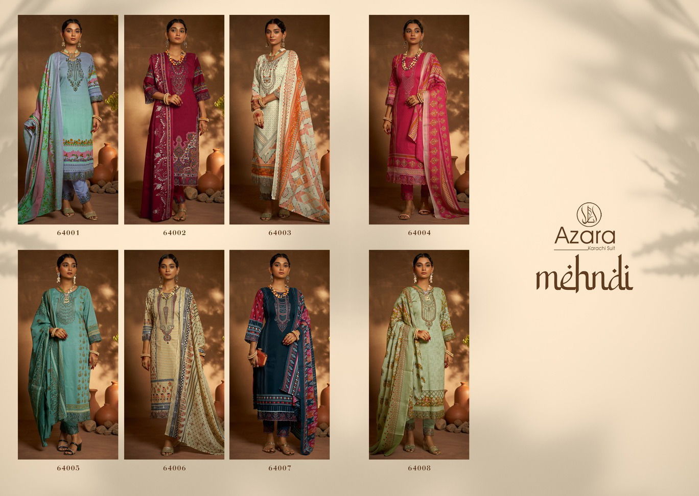 Mehndi By Azara Radhika Pakistani Print Cambric Cotton Dress Material  Wholesale Price In Surat